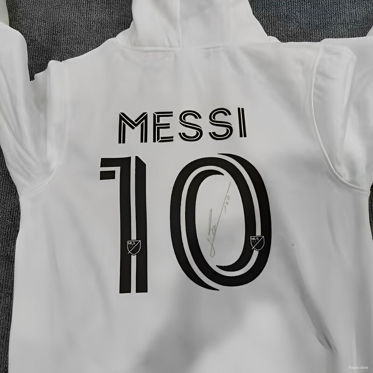 INTER MIAMI WHITE HOODIE WITH MESSI SIGNATURE 23/24